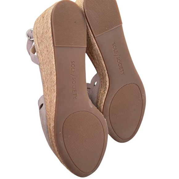Sole Society Calysa Mauve Espadrille Wedge Sandals Laser-Cut Detail Womens 9.5 - Picture 5 of 13